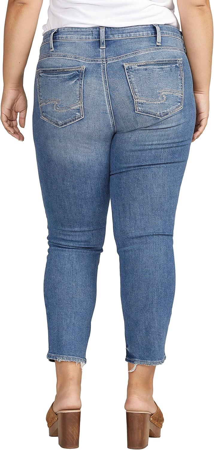 image:imageSilver Jeans Co Womens Plus Size Elyse Mid Rise Comfort Fit Straight Crop JeansIndigo Cropped