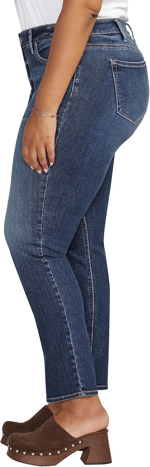 image:imageSilver Jeans Co Womens Plus Size Elyse Mid Rise Comfort Fit Straight Leg JeansMed Wash Ecf335
