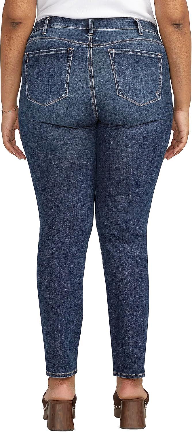 image:imageSilver Jeans Co Womens Plus Size Elyse Mid Rise Comfort Fit Straight Leg JeansMed Wash Ecf335