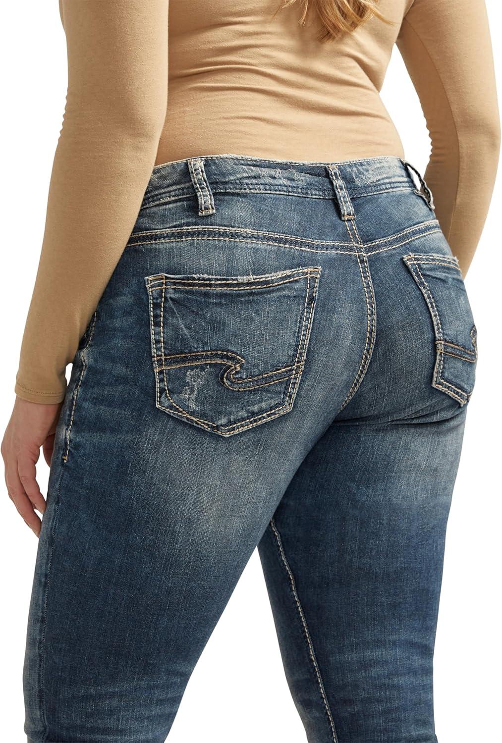 image:imageSilver Jeans Co Womens Plus Size Girlfriend Mid Rise Skinny JeansMedium Marble Wash