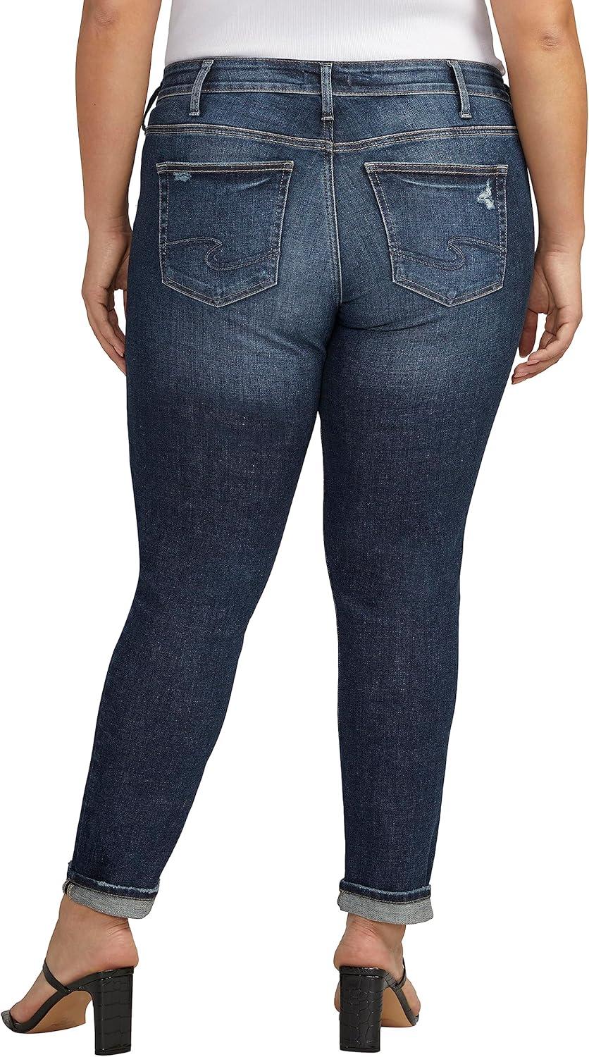 image:imageSilver Jeans Co Womens Plus Size Girlfriend Mid Rise Slim Leg JeansBlue