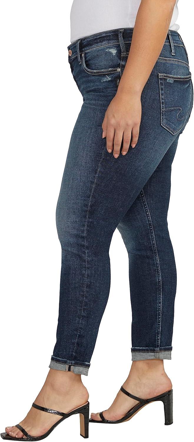 image:imageSilver Jeans Co Womens Plus Size Girlfriend Mid Rise Slim Leg JeansBlue