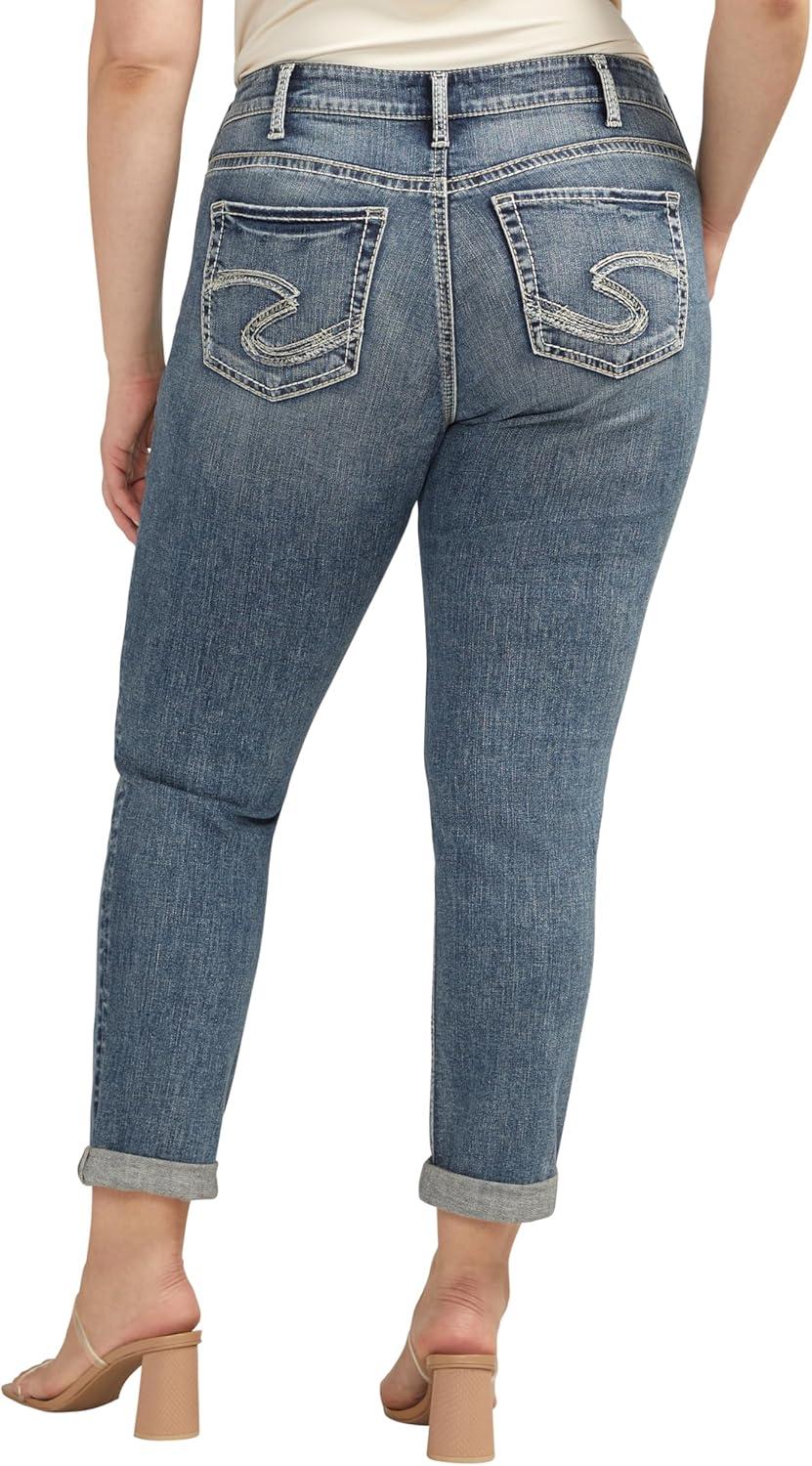 image:imageSilver Jeans Co Womens Plus Size Girlfriend Mid Rise Slim Leg JeansBlue