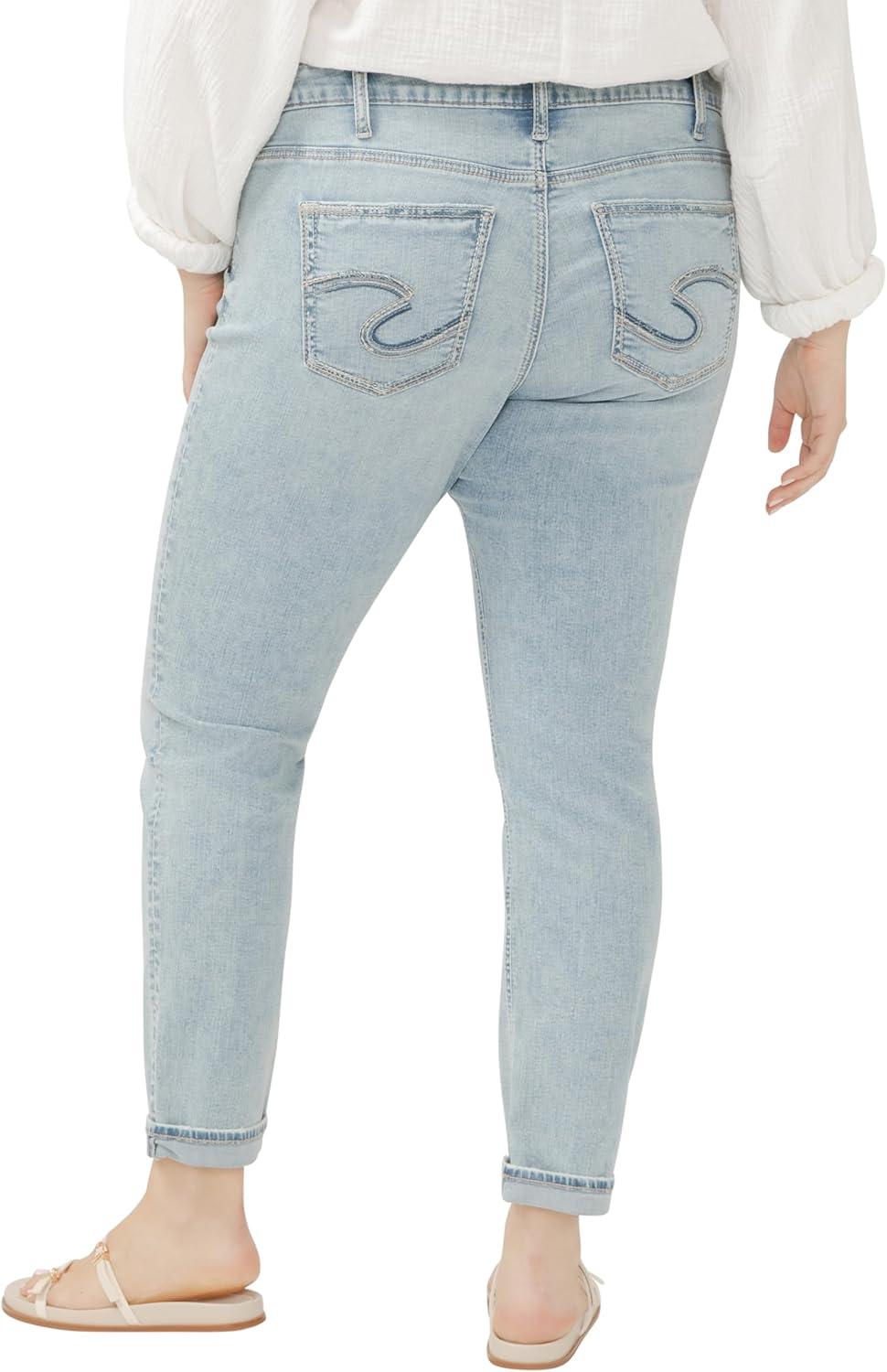 image:imageSilver Jeans Co Womens Plus Size Girlfriend Mid Rise Slim Leg JeansIndigo