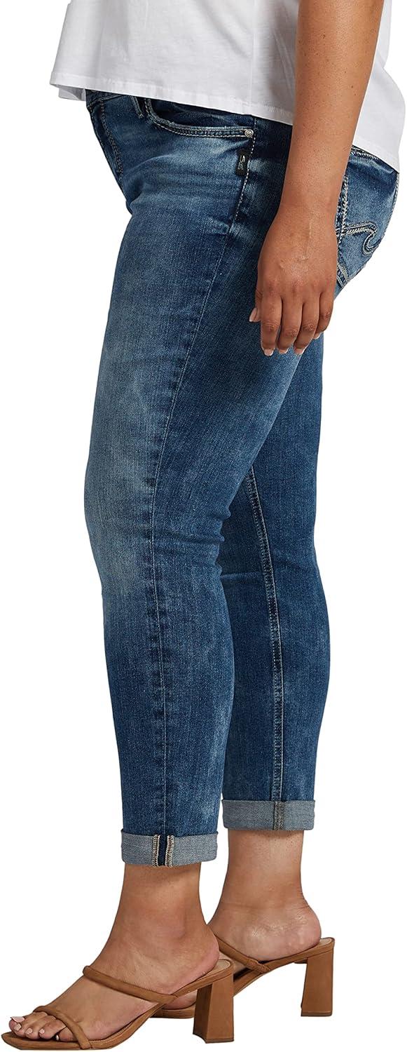 image:imageSilver Jeans Co Womens Plus Size Girlfriend Mid Rise Slim Leg JeansLegacyBlue