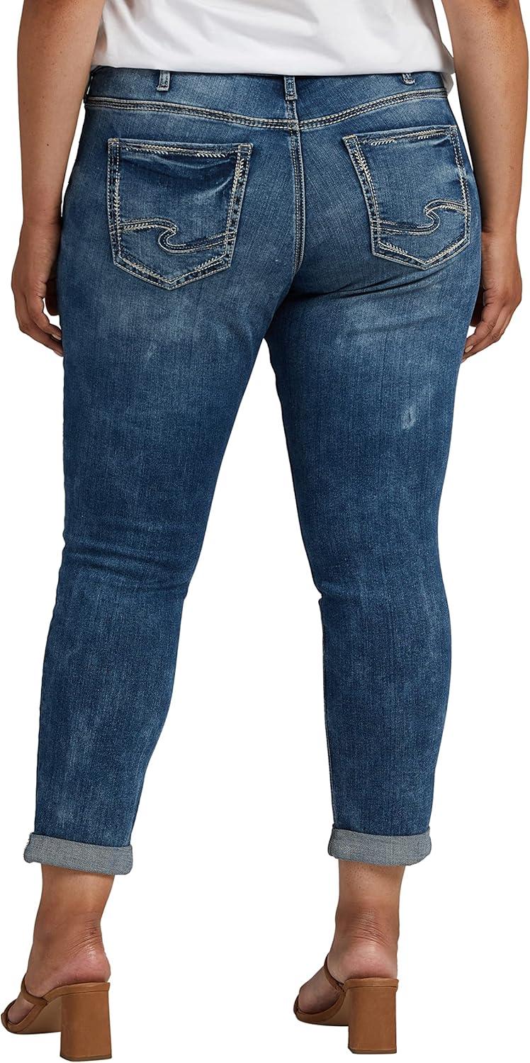 image:imageSilver Jeans Co Womens Plus Size Girlfriend Mid Rise Slim Leg JeansLegacyBlue
