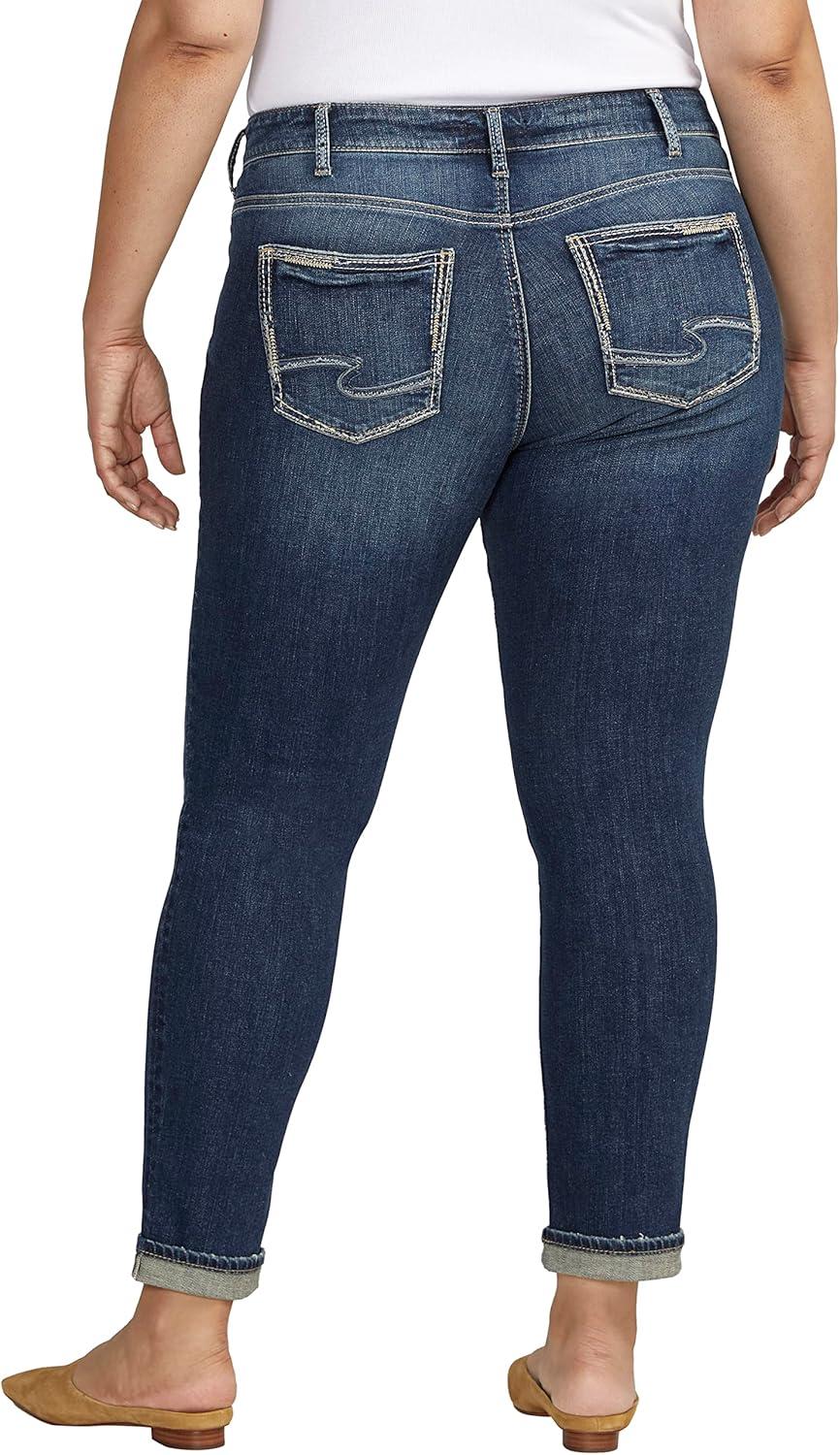 image:imageSilver Jeans Co Womens Plus Size Girlfriend Mid Rise Slim Leg JeansMed Wash Scv318