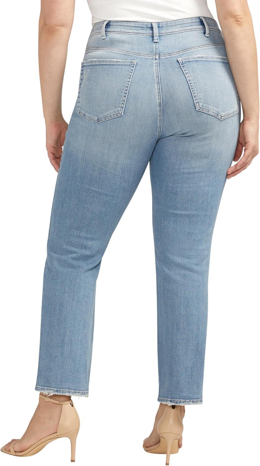 image:imageSilver Jeans Co Womens Plus Size Isbister High Rise Straight Leg JeansMed Wash Scv288