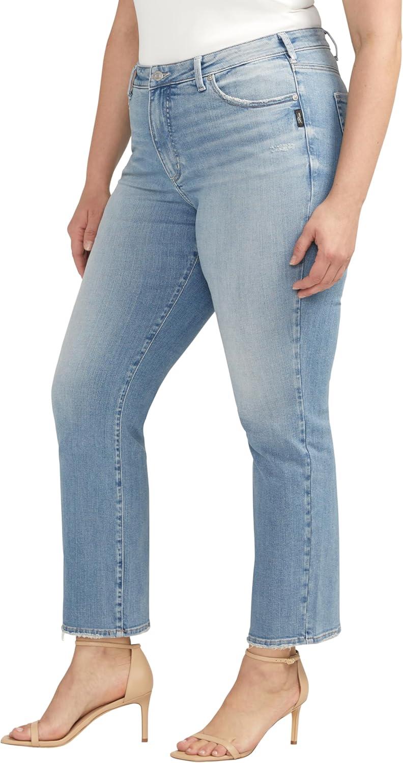 image:imageSilver Jeans Co Womens Plus Size Isbister High Rise Straight Leg JeansMed Wash Scv288