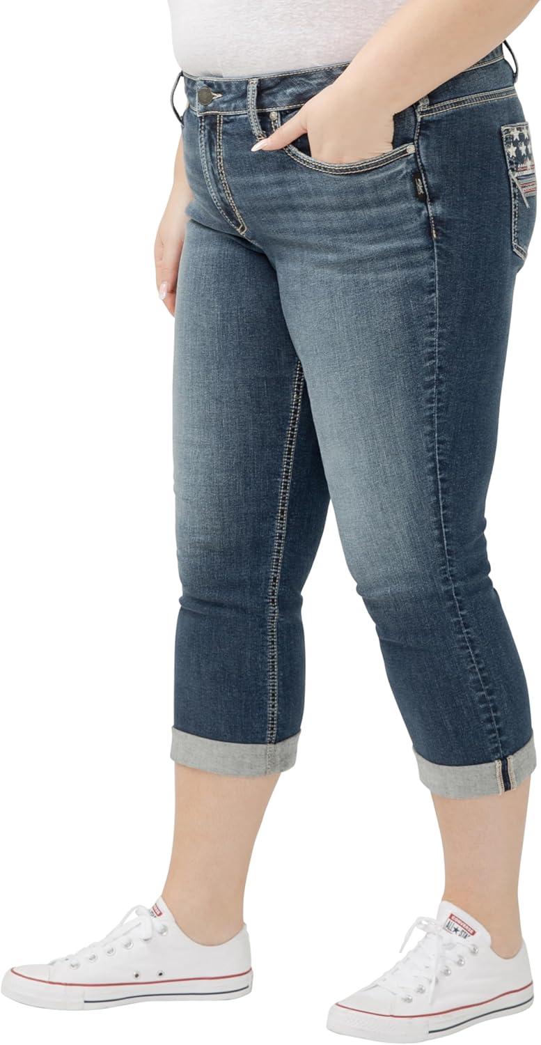 image:imageSilver Jeans Co Womens Plus Size Suki Mid Rise Curvy Fit Capri JeansBallot