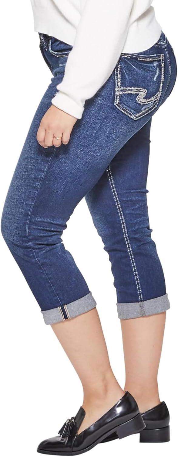image:imageSilver Jeans Co Womens Plus Size Suki Mid Rise Curvy Fit Capri JeansDark Denimotion
