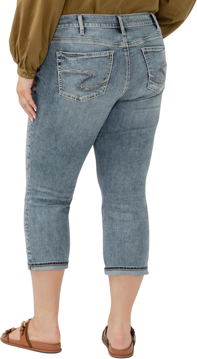 image:imageSilver Jeans Co Womens Plus Size Suki Mid Rise Curvy Fit Capri JeansLuxe Stretch Indigo