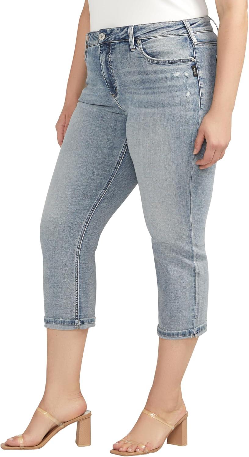 image:imageSilver Jeans Co Womens Plus Size Suki Mid Rise Curvy Fit Capri JeansMed Wash Cvs268