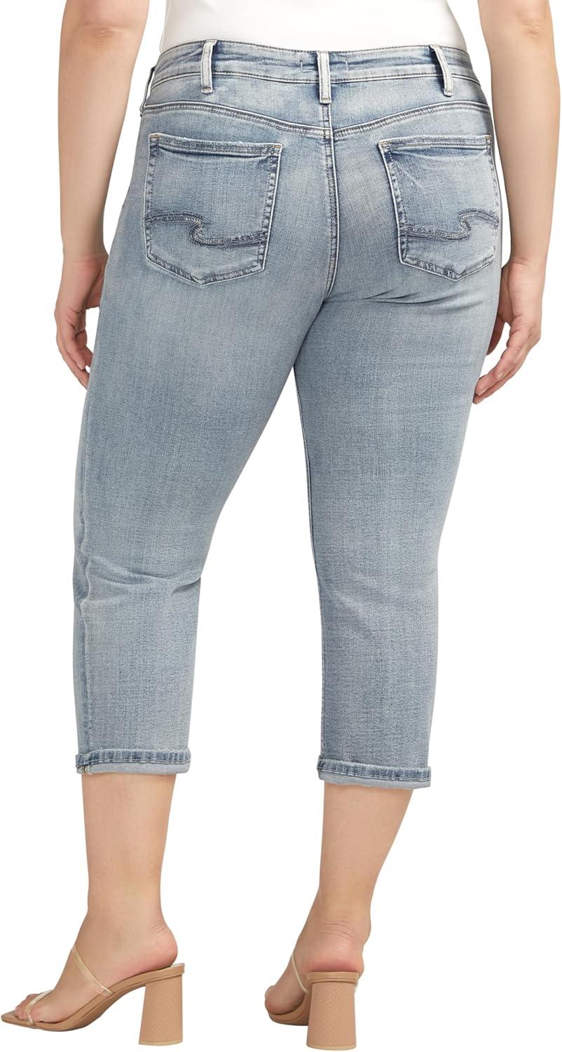 image:imageSilver Jeans Co Womens Plus Size Suki Mid Rise Curvy Fit Capri JeansMed Wash Cvs268
