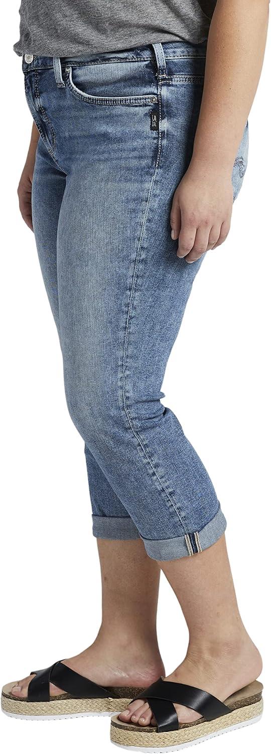 image:imageSilver Jeans Co Womens Plus Size Suki Mid Rise Curvy Fit Capri JeansMed Wash Epx224