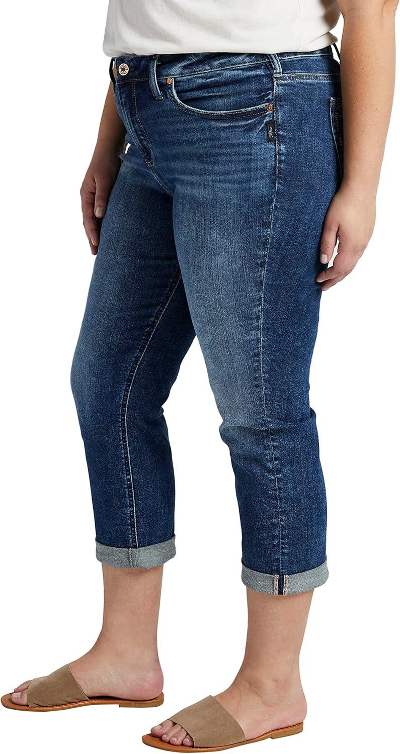 image:imageSilver Jeans Co Womens Plus Size Suki Mid Rise Curvy Fit Capri JeansMed Wash Scv389