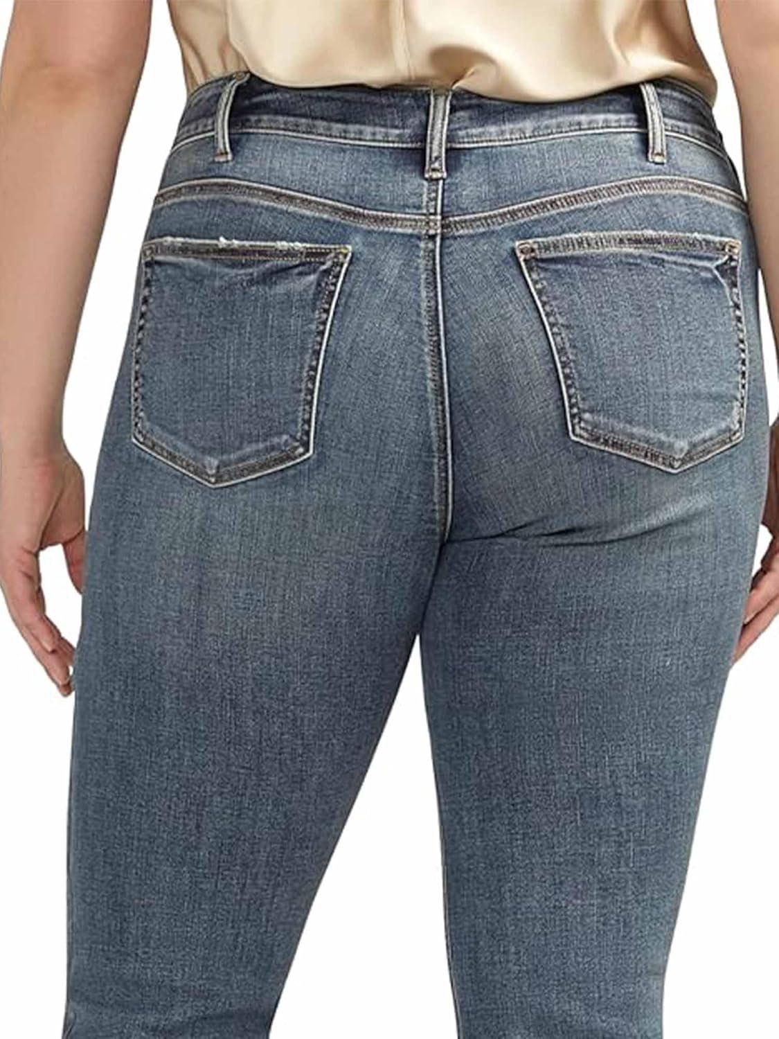 image:imageSilver Jeans Co Womens Plus Size Suki Mid Rise Curvy Fit Cropped Flare JeansDark Wash Cropped