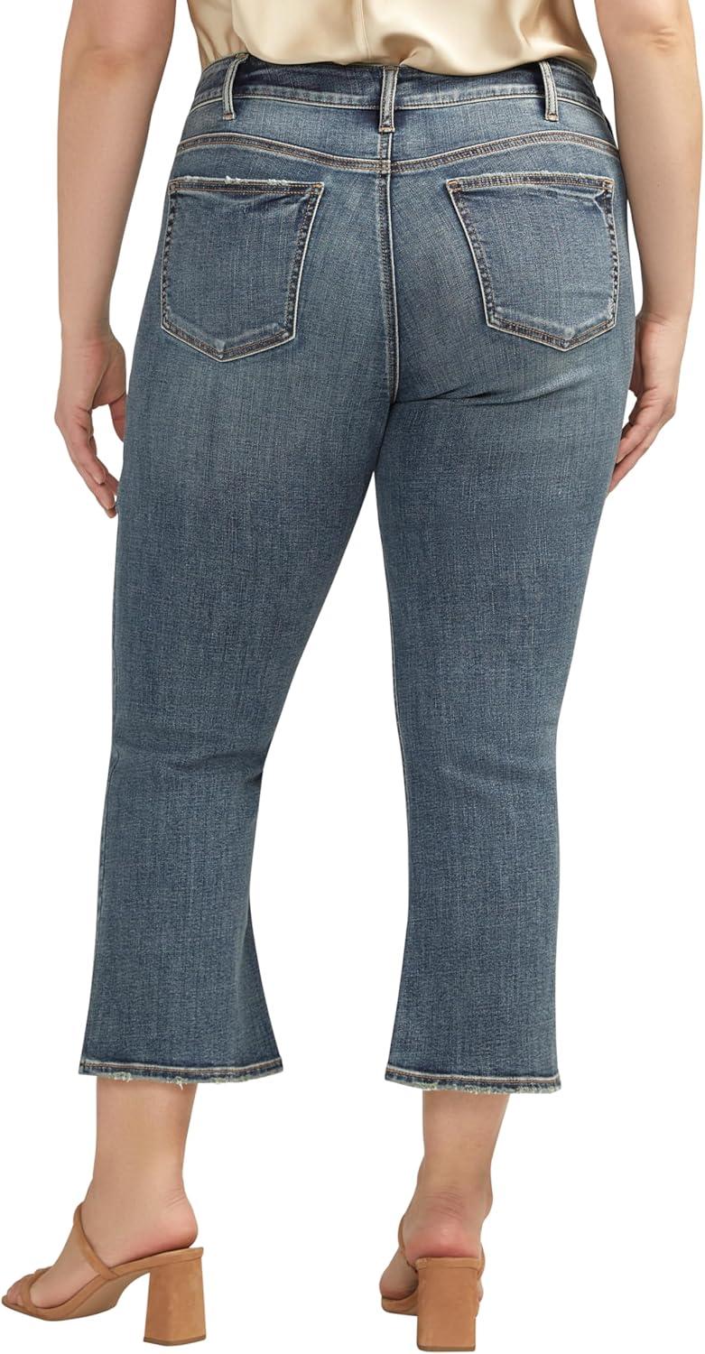 image:imageSilver Jeans Co Womens Plus Size Suki Mid Rise Curvy Fit Cropped Flare JeansDark Wash Cropped