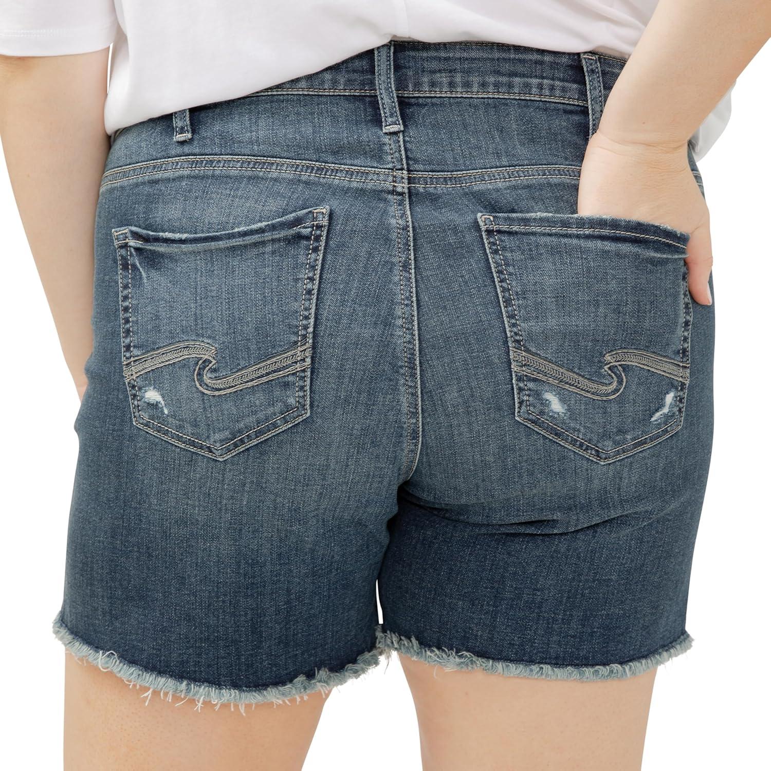 image:imageSilver Jeans Co Womens Plus Size Suki Mid Rise Curvy Fit ShortLuxe Stretch Dark Indigo