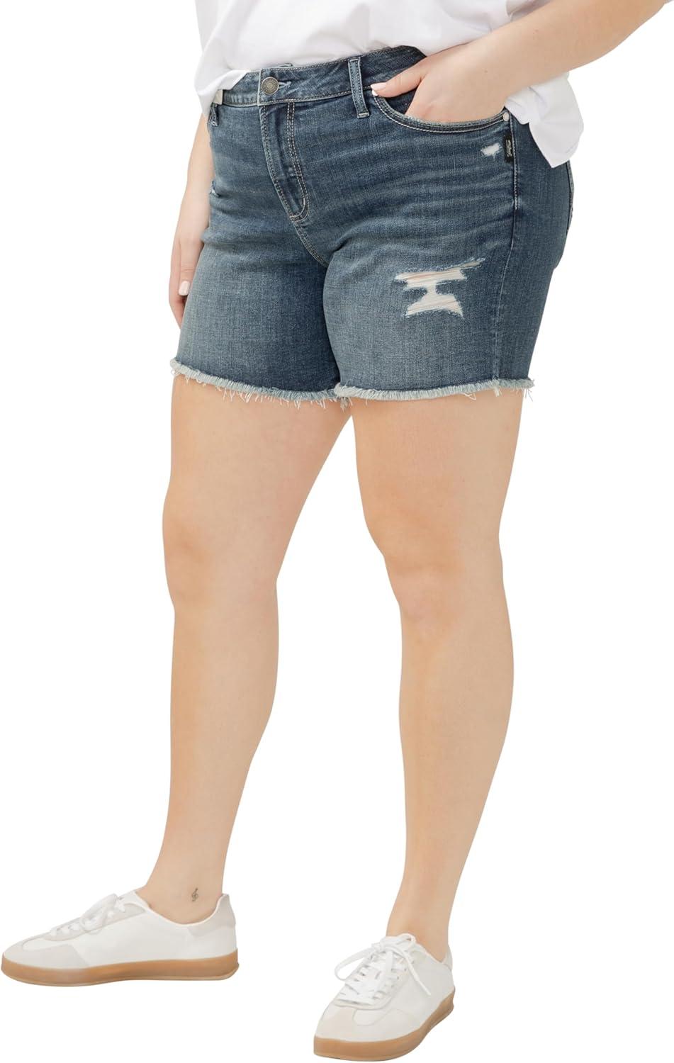 image:imageSilver Jeans Co Womens Plus Size Suki Mid Rise Curvy Fit ShortLuxe Stretch Dark Indigo