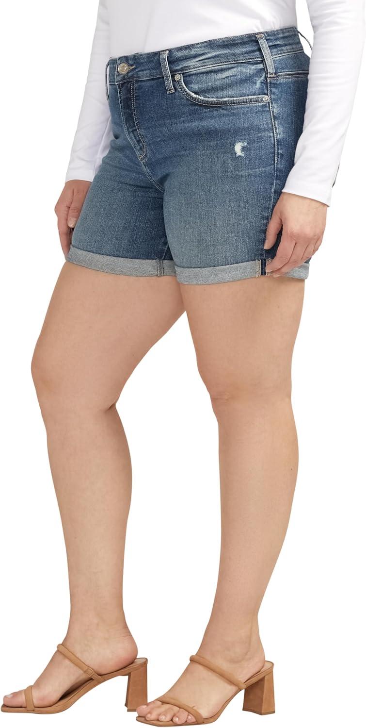 image:imageSilver Jeans Co Womens Plus Size Suki Mid Rise Curvy Fit ShortMed Wash Ekc381