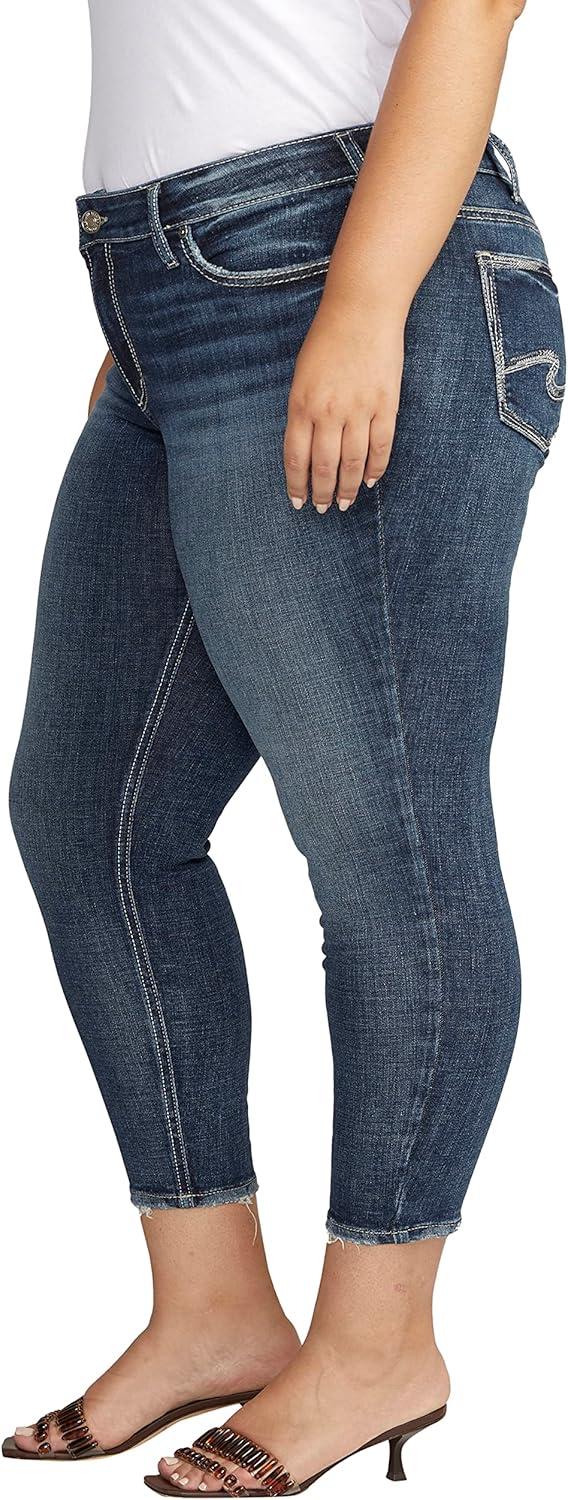 image:imageSilver Jeans Co Womens Plus Size Suki Mid Rise Curvy Fit Skinny JeansMed Wash Cropped