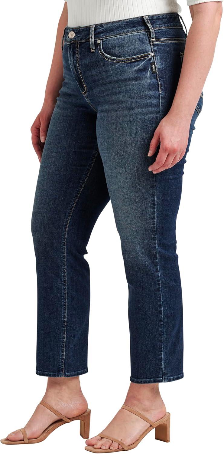 image:imageSilver Jeans Co Womens Plus Size Suki Mid Rise Curvy Fit Straight Leg Jeans Med Wash CVS376 12W x 27L