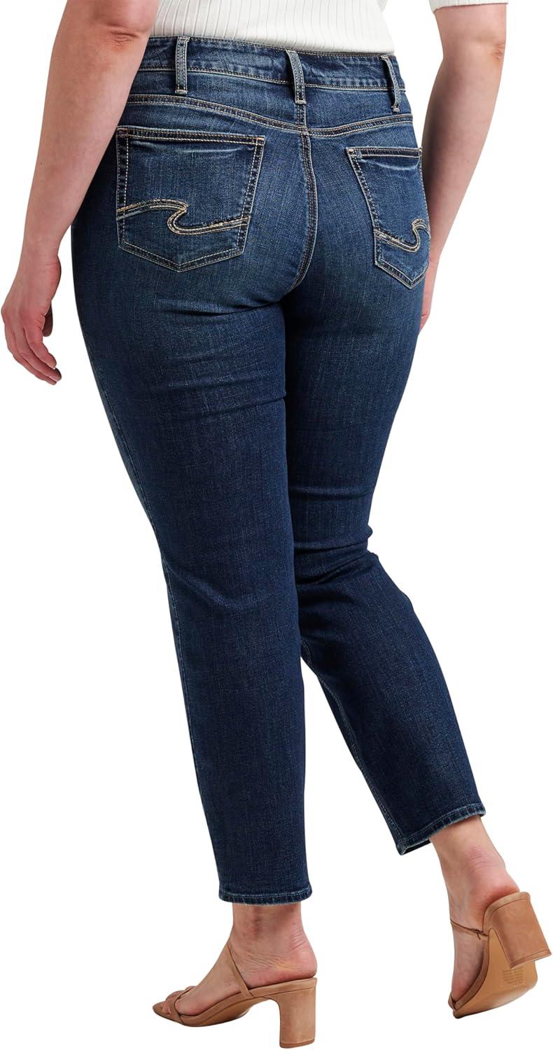 image:imageSilver Jeans Co Womens Plus Size Suki Mid Rise Curvy Fit Straight Leg Jeans Med Wash CVS376