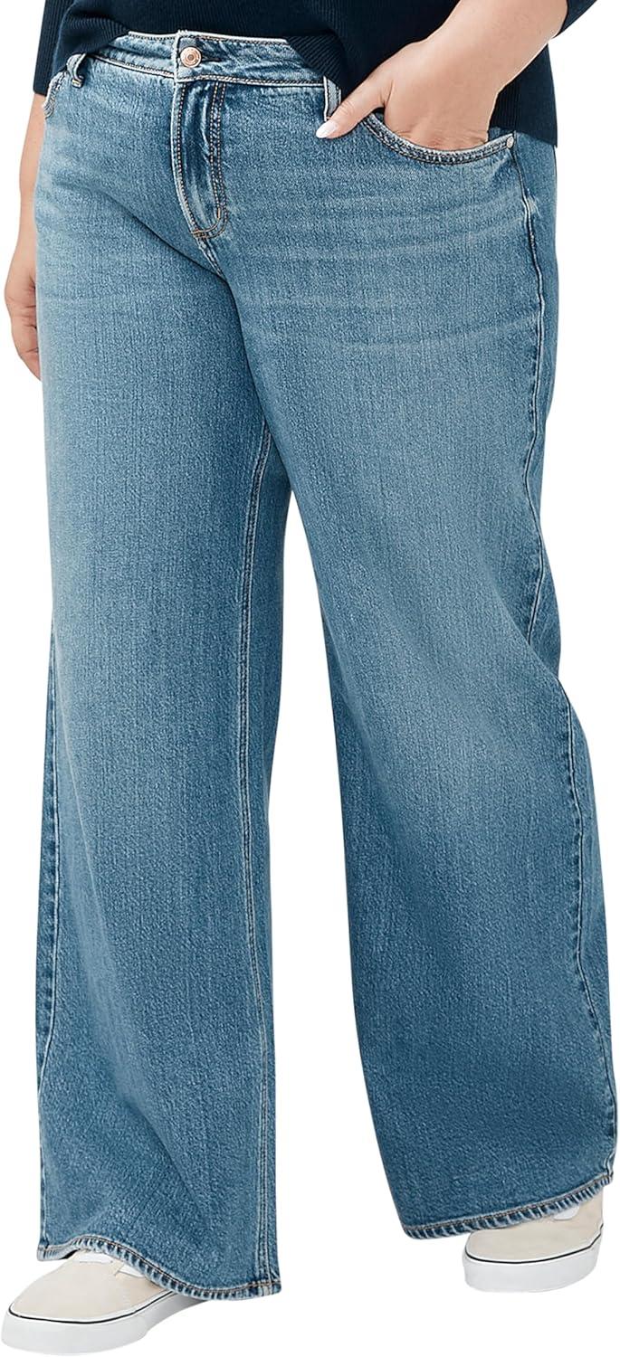 image:imageSilver Jeans Co Womens Plus Size Suki Mid Rise Curvy Fit Wide Leg JeansDark Wash