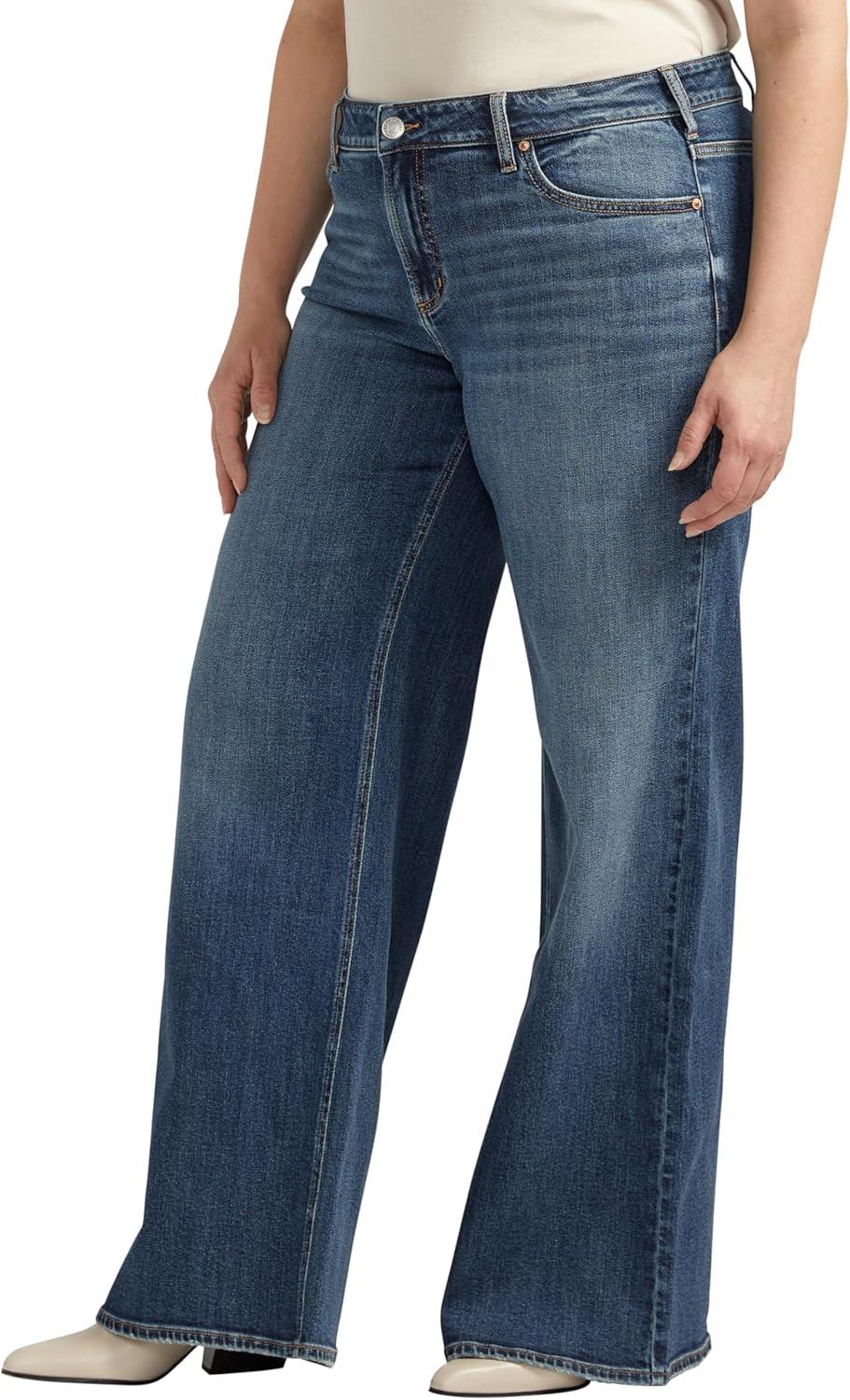 image:imageSilver Jeans Co Womens Plus Size Suki Mid Rise Curvy Fit Wide Leg JeansIndigo