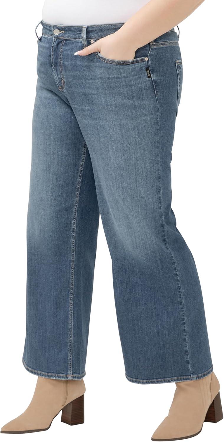 image:imageSilver Jeans Co Womens Plus Size Suki Mid Rise Curvy Fit Wide Leg JeansPaloma