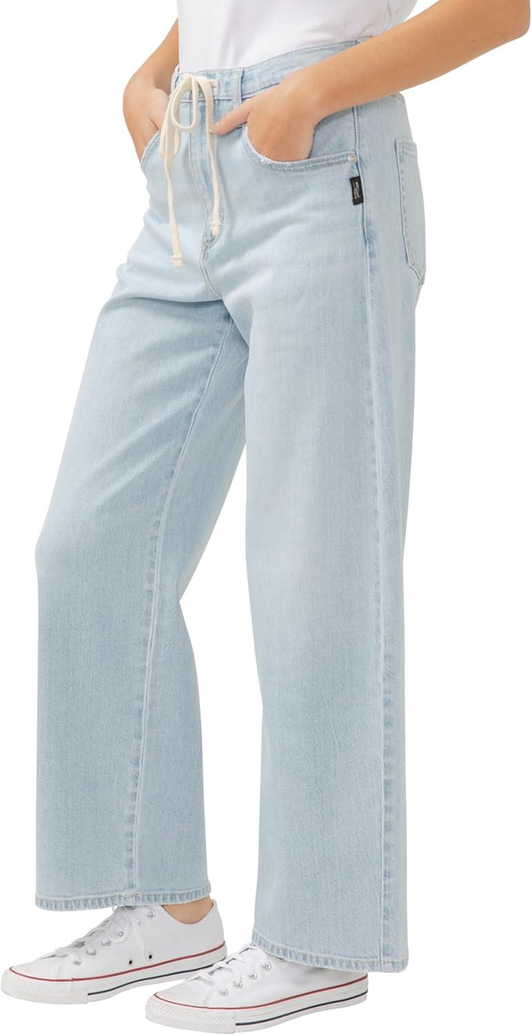 image:imageSilver Jeans Co Womens Standard and Plus Size Be Easy Straight Leg Drawstring Jeans Light WashLight Wash