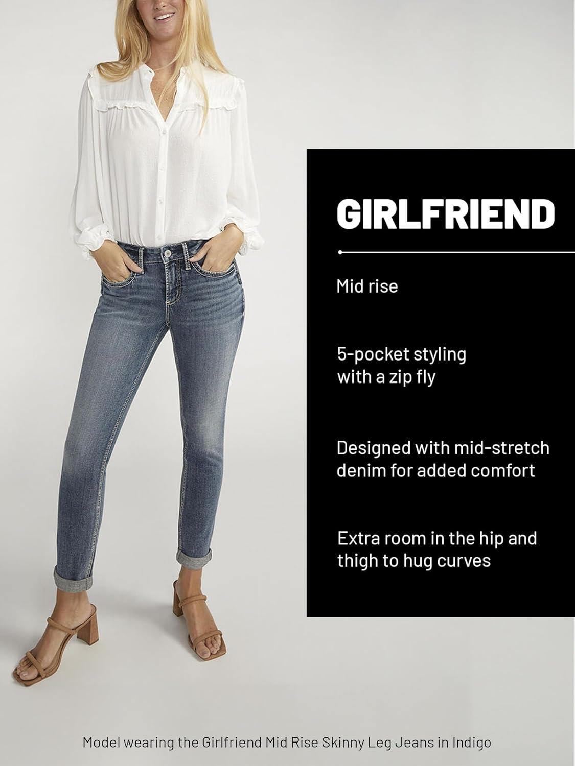image:imageSilver Jeans Co Womens Standard and Plus Size Girlfriend Mid Rise Skinny JeansCamden