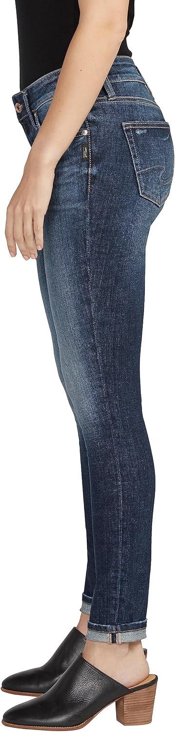 image:imageSilver Jeans Co Womens Standard and Plus Size Girlfriend Mid Rise Skinny JeansDark Wash Eae480