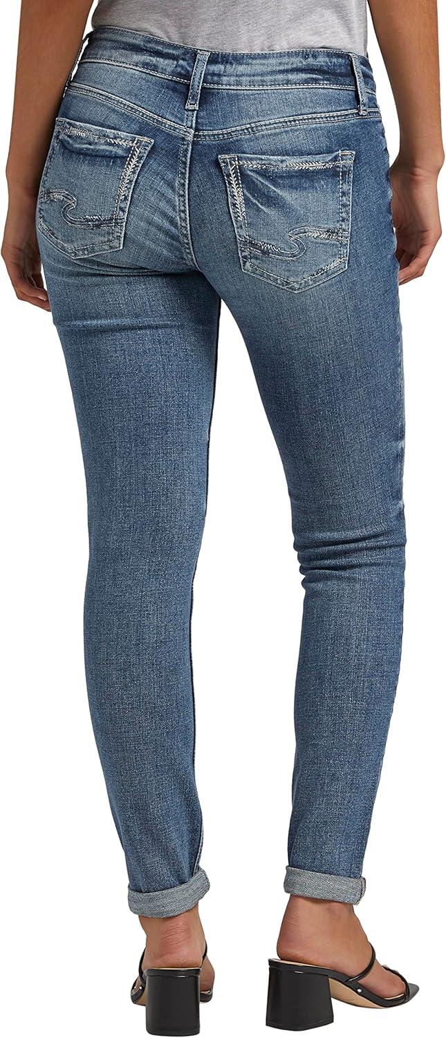image:imageSilver Jeans Co Womens Standard and Plus Size Girlfriend Mid Rise Skinny JeansMed Wash Eae240