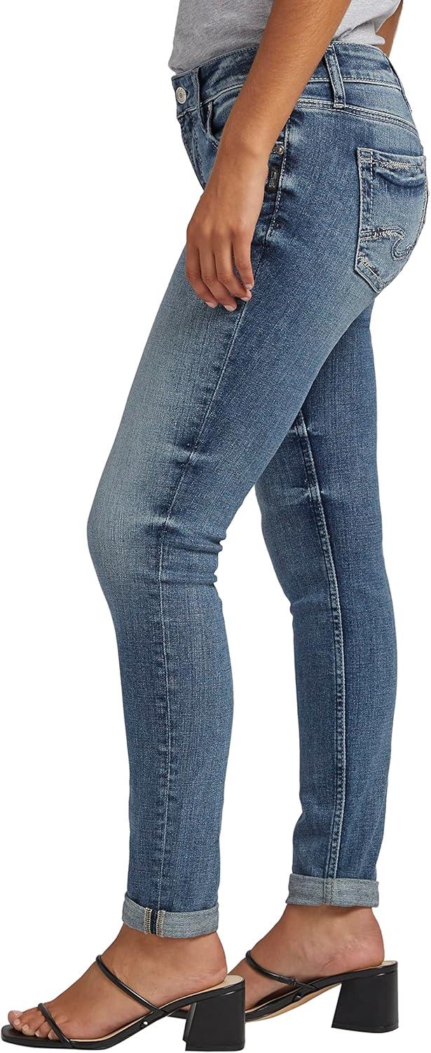 image:imageSilver Jeans Co Womens Standard and Plus Size Girlfriend Mid Rise Skinny JeansMed Wash Eae240