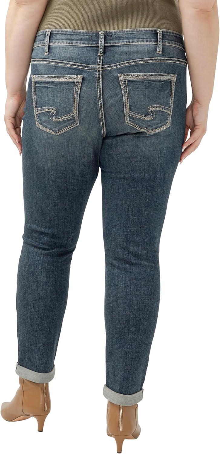 image:imageSilver Jeans Co Womens Standard and Plus Size Girlfriend Mid Rise Skinny JeansMed Wash Ecf332