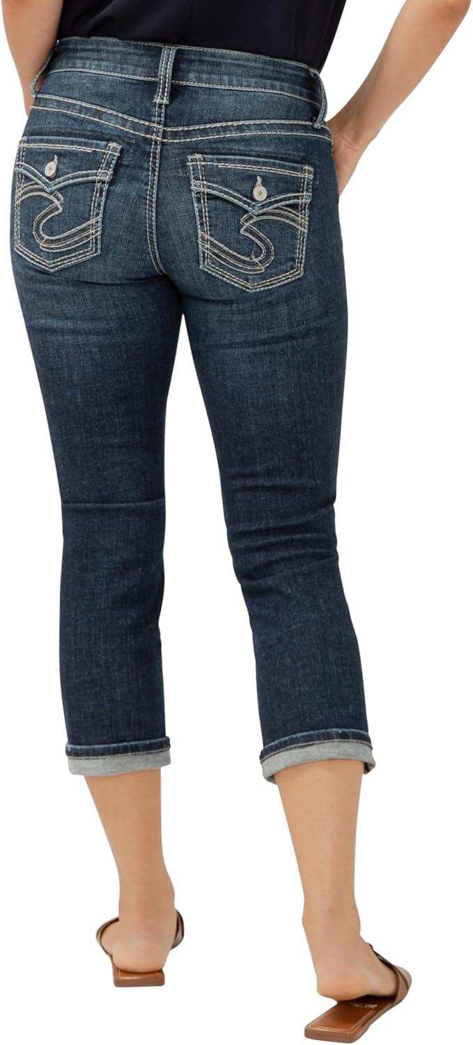 image:imageSilver Jeans Co Womens Suki Curvy Fit Mid Rise Capri JeanDark Wash