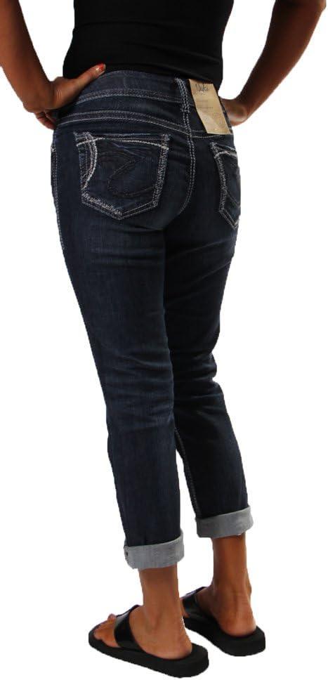 image:imageSilver Jeans Co Womens Suki Curvy Fit Mid Rise Capri JeanDark Wash Ssi389