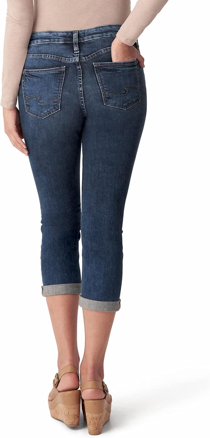 image:imageSilver Jeans Co Womens Suki Curvy Fit Mid Rise Capri JeanIndigo Egx311