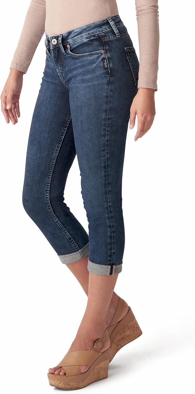 image:imageSilver Jeans Co Womens Suki Curvy Fit Mid Rise Capri JeanIndigo Egx311