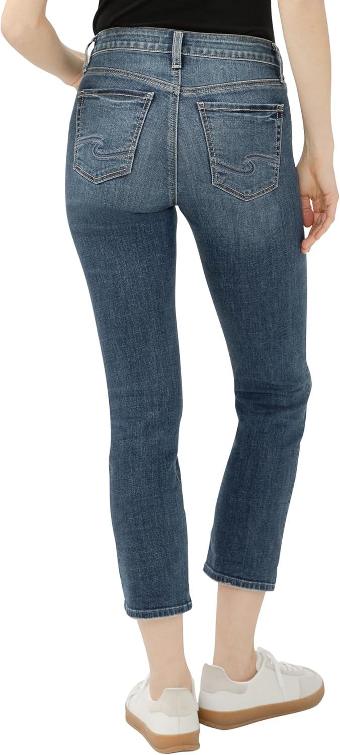 image:imageSilver Jeans Co Womens Suki Curvy Fit Mid Rise Capri JeanLuxe Stretch Dark Indigo