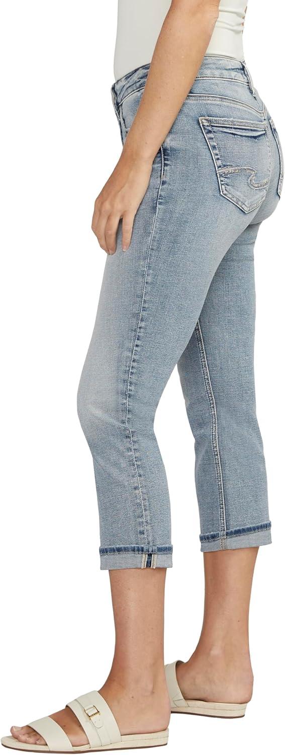 image:imageSilver Jeans Co Womens Suki Curvy Fit Mid Rise Capri JeanMed Wash Cvs268