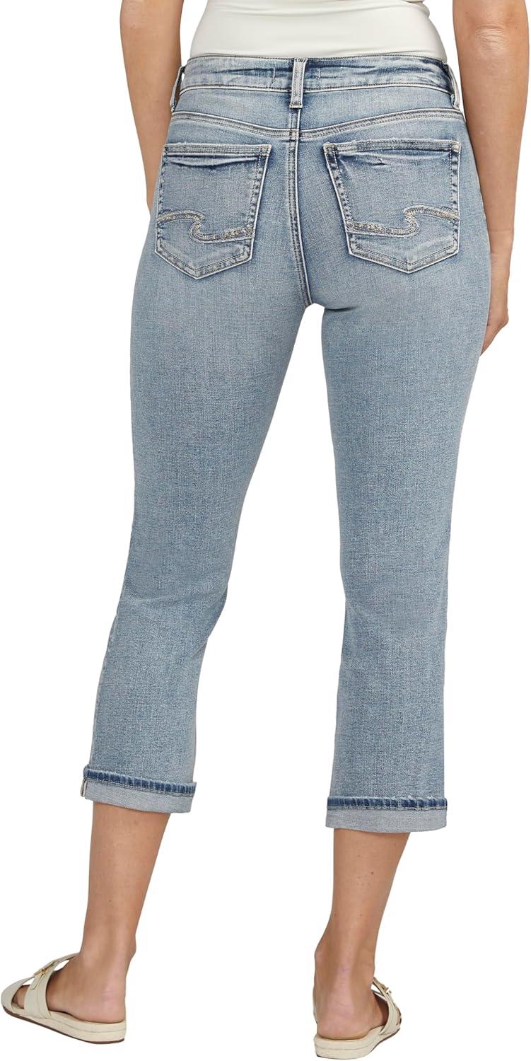 image:imageSilver Jeans Co Womens Suki Curvy Fit Mid Rise Capri JeanMed Wash Cvs268
