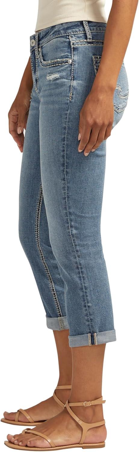 image:imageSilver Jeans Co Womens Suki Curvy Fit Mid Rise Capri JeanMed Wash Cvs305