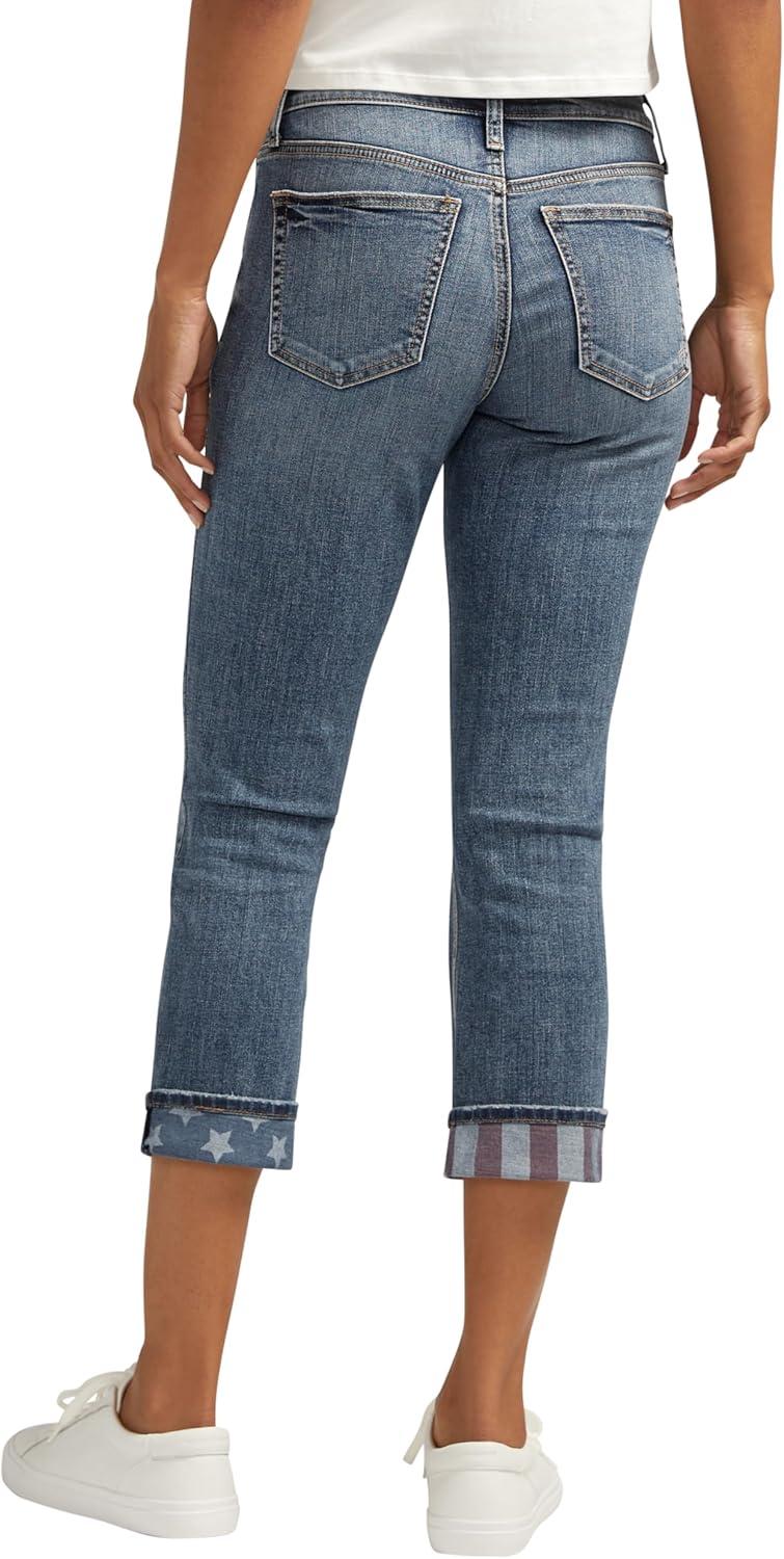 image:imageSilver Jeans Co Womens Suki Curvy Fit Mid Rise Capri JeanMed Wash Cvs345