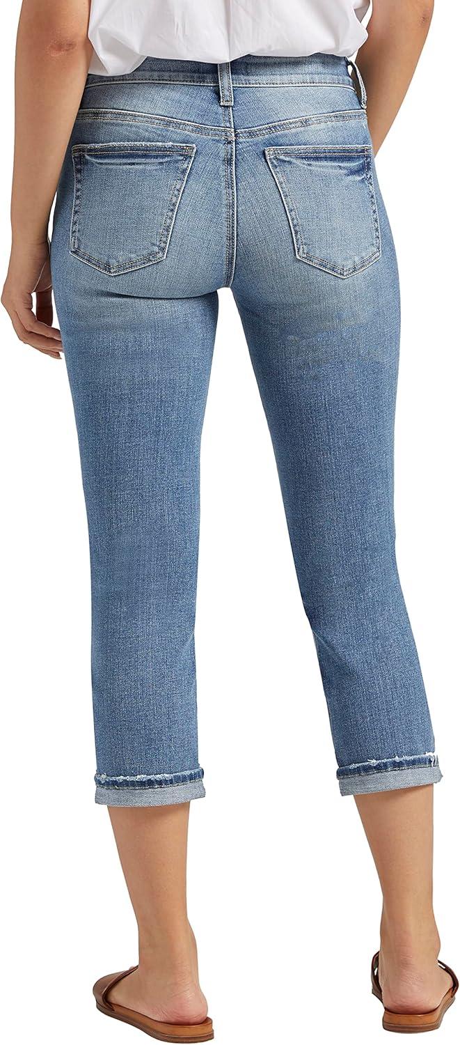 image:imageSilver Jeans Co Womens Suki Curvy Fit Mid Rise Capri JeanMed Wash Eae252