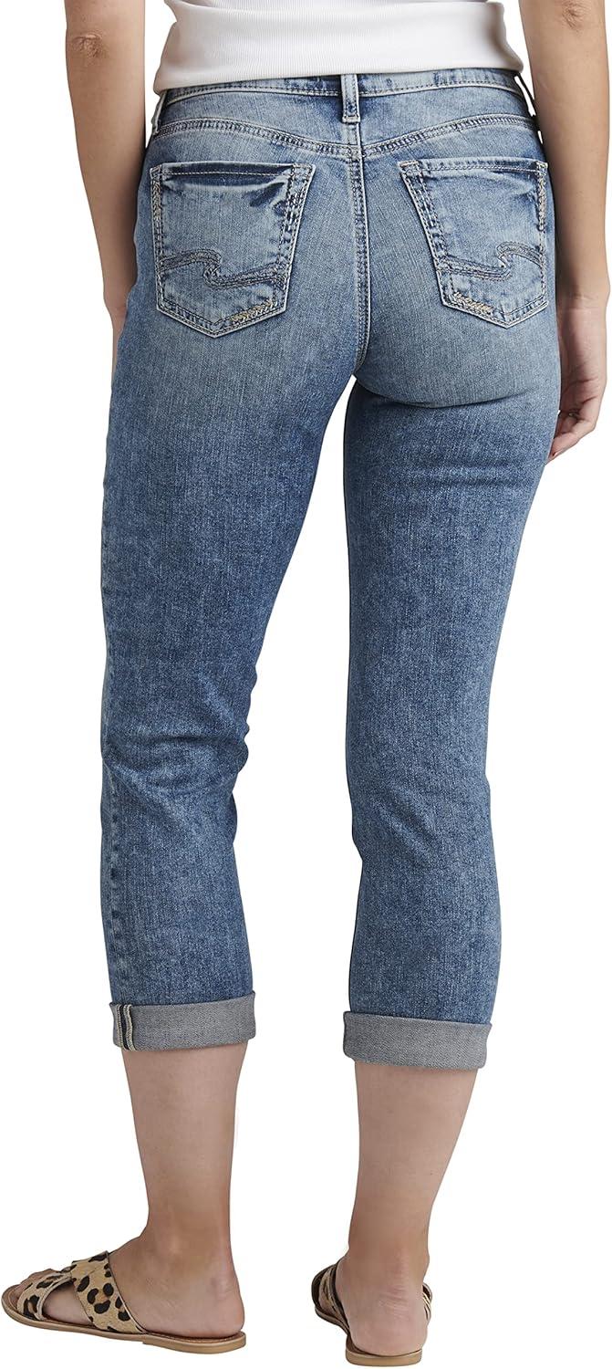 image:imageSilver Jeans Co Womens Suki Curvy Fit Mid Rise Capri JeanMed Wash Epx224