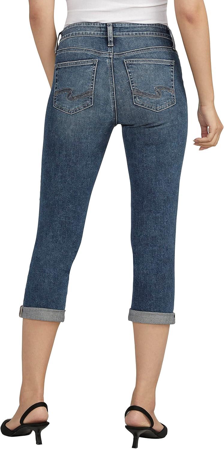 image:imageSilver Jeans Co Womens Suki Curvy Fit Mid Rise Capri JeanMed Wash Epx392