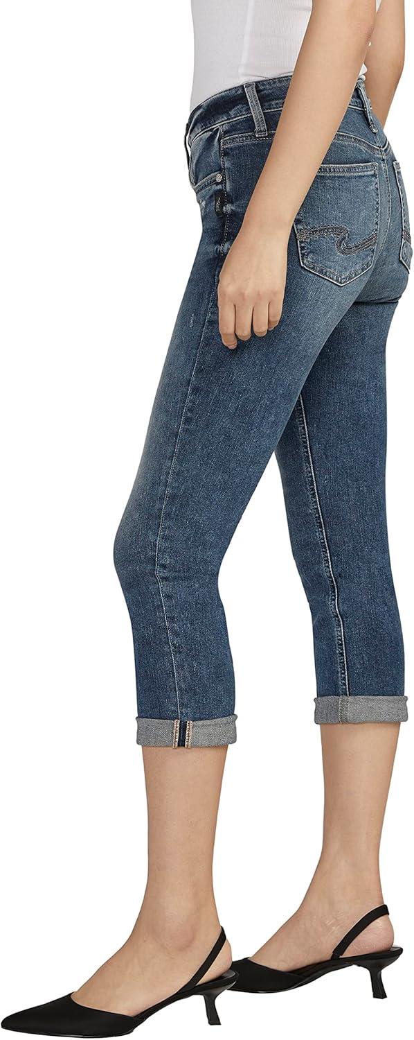image:imageSilver Jeans Co Womens Suki Curvy Fit Mid Rise Capri JeanMed Wash Epx392